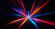 © joeycheung - Colorful rays of light burst from a central point in darkness, creating a dynamic and energetic abstract design with vibrant red, orange, blue, and purple hues.