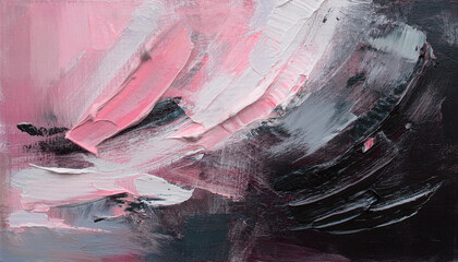 Wall Mural - Abstract pastel pink and black acrylic surface. Oil painting texture on canvas. Hand painted.