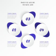 Sticker - Step by step blue infographic template with 4 options, parts or processes.