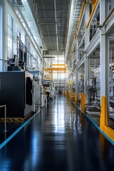 Wall Mural - modern rubber sheet processing plant featuring clean lines and high-tech machinery in a bright, effi