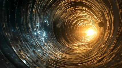 Wall Mural - Swirling cosmic vortex with radiant light illuminating dark space and distant planets