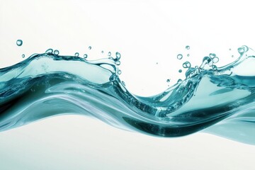 Wall Mural - ethereal aqua wave with dynamic fluid motion, crystalline water droplets catching light, smooth curv