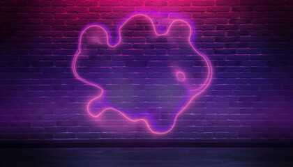 Wall Mural - old brick wall with neon effect