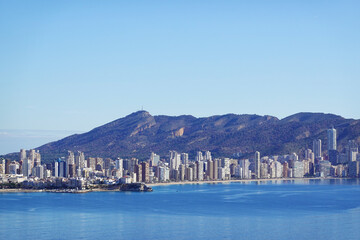 Wall Mural - Panorama of skyscrapers and beaches in Benidorm, opening from the tower Aguilo, Spain