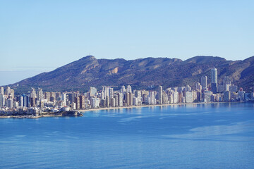 Wall Mural - Panorama of skyscrapers and beaches in Benidorm, opening from the tower Aguilo, Spain