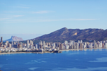 Wall Mural - Panorama of skyscrapers and beaches in Benidorm, opening from the tower Aguilo, Spain