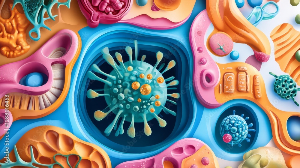 Colorful diagram of plant and animal cell structures in vector ...