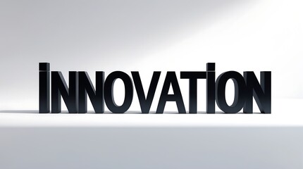 Bold typography emphasizes the concept of innovation against a minimal background