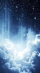 Wall Mural - stock phone background wallpaper featuring a mystical moonlit sky with a purple gradient, clouds, an