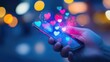 © Sampao - Digital engagement and futuristic communication, smartphone screen projecting bright social media symbols