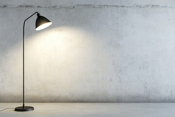 Poster - minimalistic room with single lamp casting light on textured wall