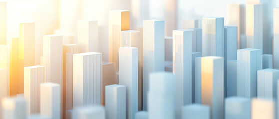 Poster - Minimalist abstract cityscape with clean lines and muted colors, evoking tranquility