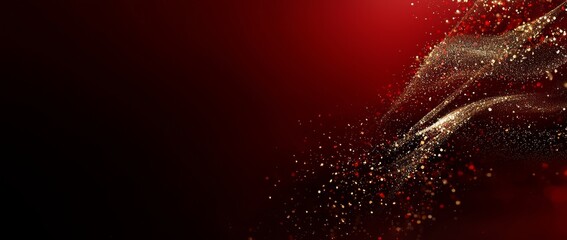 Wall Mural - defocused abstract lights in red, gold, and black glitter comprise the background
