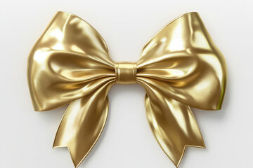 Wall Mural - A 3d gold bow ribbon with a smooth finish is perfect for christmas gift wrapping holiday decor and festive designs isolated on a transparent white background
