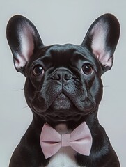 Wall Mural - Delightful dog adorned with a bright bow tie radiating charm and playfulness in a fun and happy setting