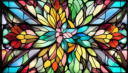 Wall Mural - Colorful stained glass flowers as a background. 