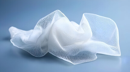 Crumpled White Tissue on Blue Background