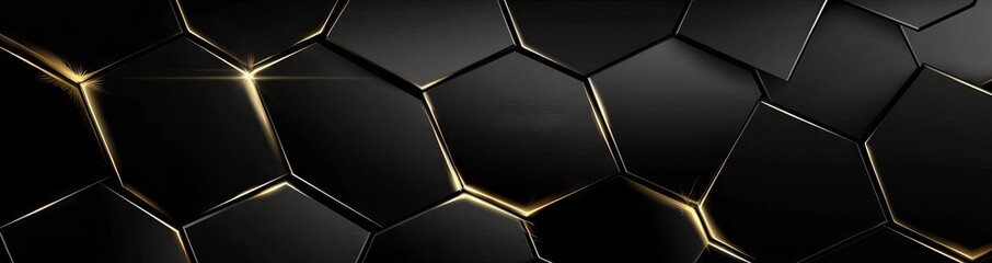 Wall Mural - a dark 3d geometric texture illustration of a luxury hexagonal abstract black metal background with 