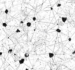 Wall Mural - an abstract dot polygon background with connecting lines represents the fusion of business, technolo