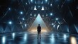 © ZULFA - Silhouette of a Businessman Facing a Futuristic Triangle Portal