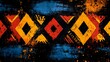 © Anusa - Vibrant African Inspired Geometric Pattern with Ethnic Motifs and Grunge Texture
