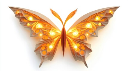 Canvas Print - A Glowing Butterfly With Detailed Wings On A White Background