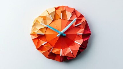 Sticker - The Geometric Paper Clock Displays Time Against a White Background