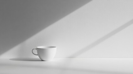 Wall Mural - A Simple White Coffee Cup Placed On A Bright White Surface