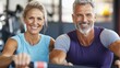 © SimpleDesignStudio - Active Senior Fitness Enthusiasts Engaged in a Workout Together at a Modern Gym, Showcasing Joyful Exercise and Healthy Lifestyle Changes