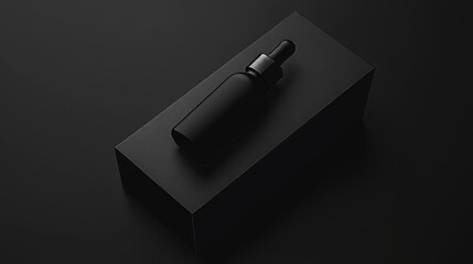 Poster - A mockup of a black glass dropper bottle with a black label attached