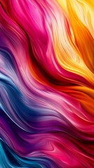 Poster - Colorful swirling abstract pattern with vibrant reds, oranges, and blues. Dynamic movement and flow in a modern digital artwork. Creative expression and artistic concept