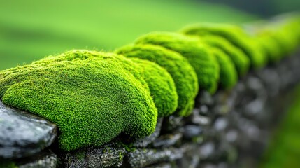 Poster - Earth day environmental concept. Lush green moss covering stones, creating a vibrant, natural landscape.