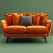 © Rangga Bimantara - Orange velvet sofa, modern design, studio shot, interior