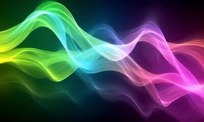 Canvas Print - Neon Lights Flow in waves in a 4K Animated Video with Vibrant Colors Swirling and Pulsating in Continuous Motion