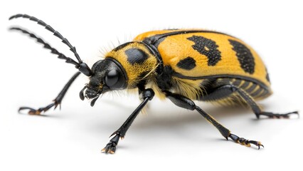 Wall Mural - macro shot of a spotted beetle: a striking macro photograph showcases the intricate details of a vib