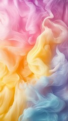 Poster - Abstract swirl of colorful smoke in pastel shades, creating a dreamy and soft atmosphere. Creative art and imagination concept
