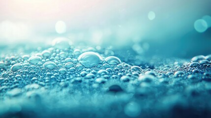 Poster - Ocean acidification concept. Close-up of shimmering water bubbles, creating a serene and calming atmosphere.