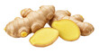 © bahar - Fresh Ginger Root and Slices on Black Background, Healthy Spice