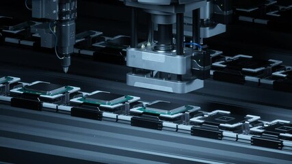 Wall Mural - precision semiconductor assembly in automated manufacturing