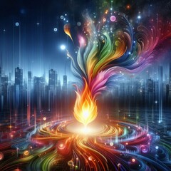 Wall Mural - virtual spark of renewal