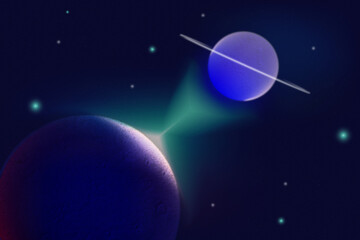 Wall Mural -   Abstract astronomy wallpaper with planets. Background with noice