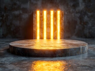 Poster - Minimalist Glowing 3D Bars Symbolizing Market Recovery and Potential