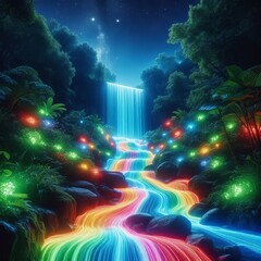 Wall Mural - neon cascade