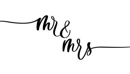 Wall Mural - mr and mrs black vector brush calligraphy banner.