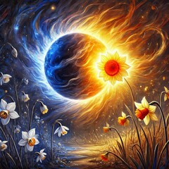 Wall Mural - one sun a deep midnight blue evoked a sense of profound mystery