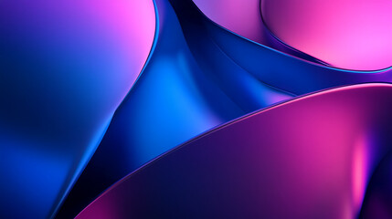 Wall Mural - Abstract image of smooth curves in pink, purple, and blue tones, creating a dynamic and glossy surface, symbolizing modernity, fluidity, and vibrant design concepts.