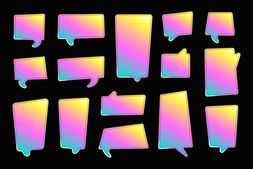 Wall Mural - gradient bright text boxes and speech bubbles, bold frames, stickers and backgrounds for text. comic