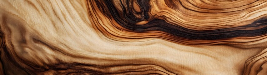 Poster - Detailed abstract close up view of a natural wooden grain texture featuring a dynamic swirling pattern and warm tones  This premium background is perfect for design decor