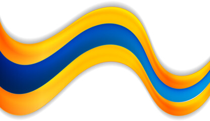 Wall Mural - bright blue and orange abstract glossy waves corporate background. elegant wavy vector design