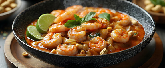 Poster - Shrimp Red Curry Noodles In Pan